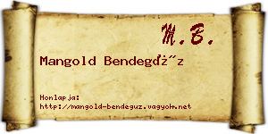 Mangold Bendegúz névjegykártya